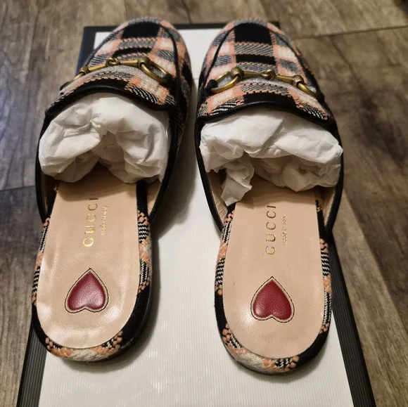 Gucci Horsebit Accent Tweed Mules - Black & Pink - Picture 6 of 6